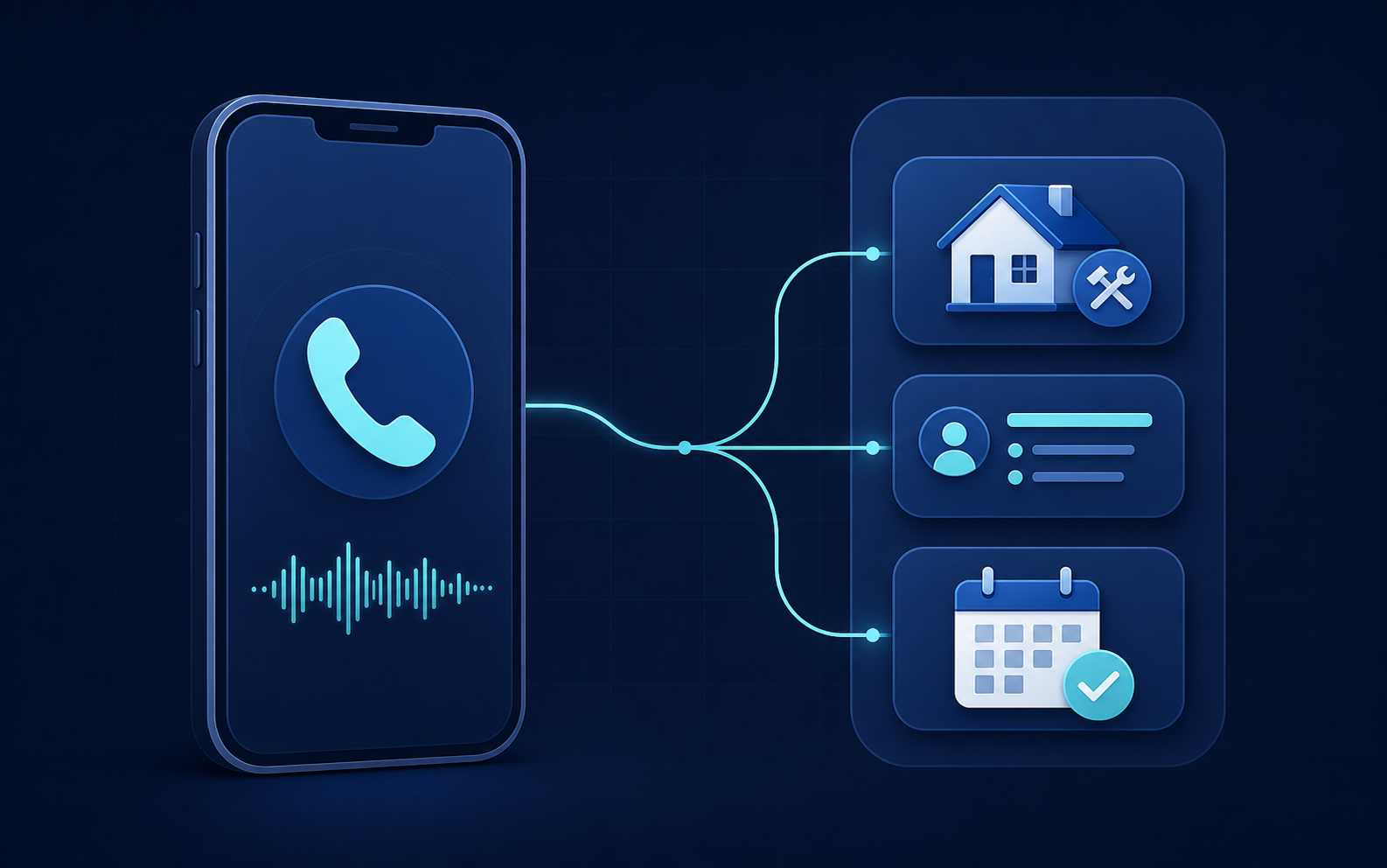 Un téléphone relié à une demande de travaux, un agenda et un suivi client