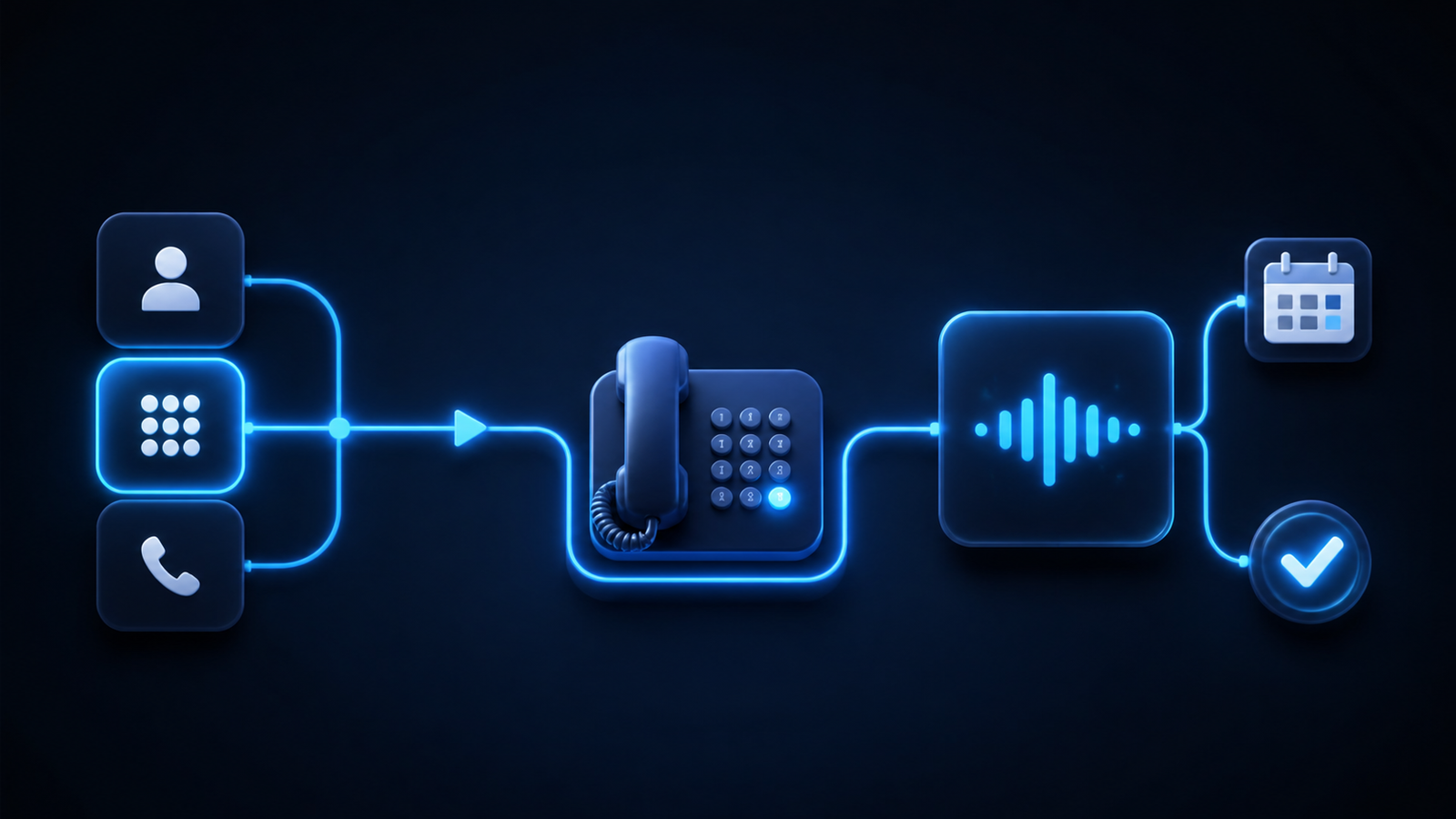Un téléphone relie un menu d'accueil simple et un échange vocal avec prise de rendez-vous, face au port de La Rochelle